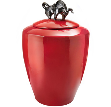 Cinerary urn Red Amalfi with Black Bull
